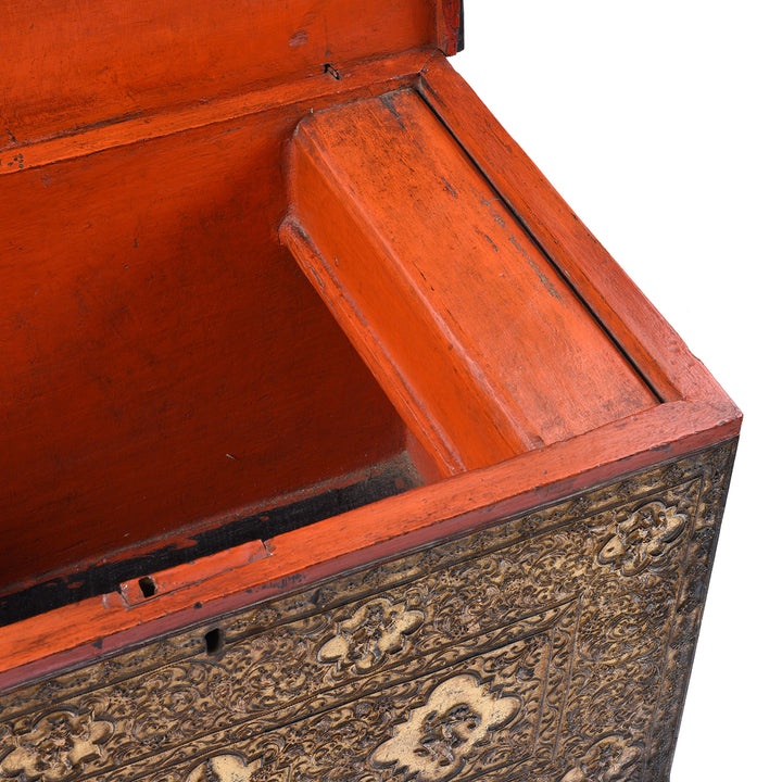 Candle Box Detail From Antique Gilt Burmese Sadaik Manuscript Chest
