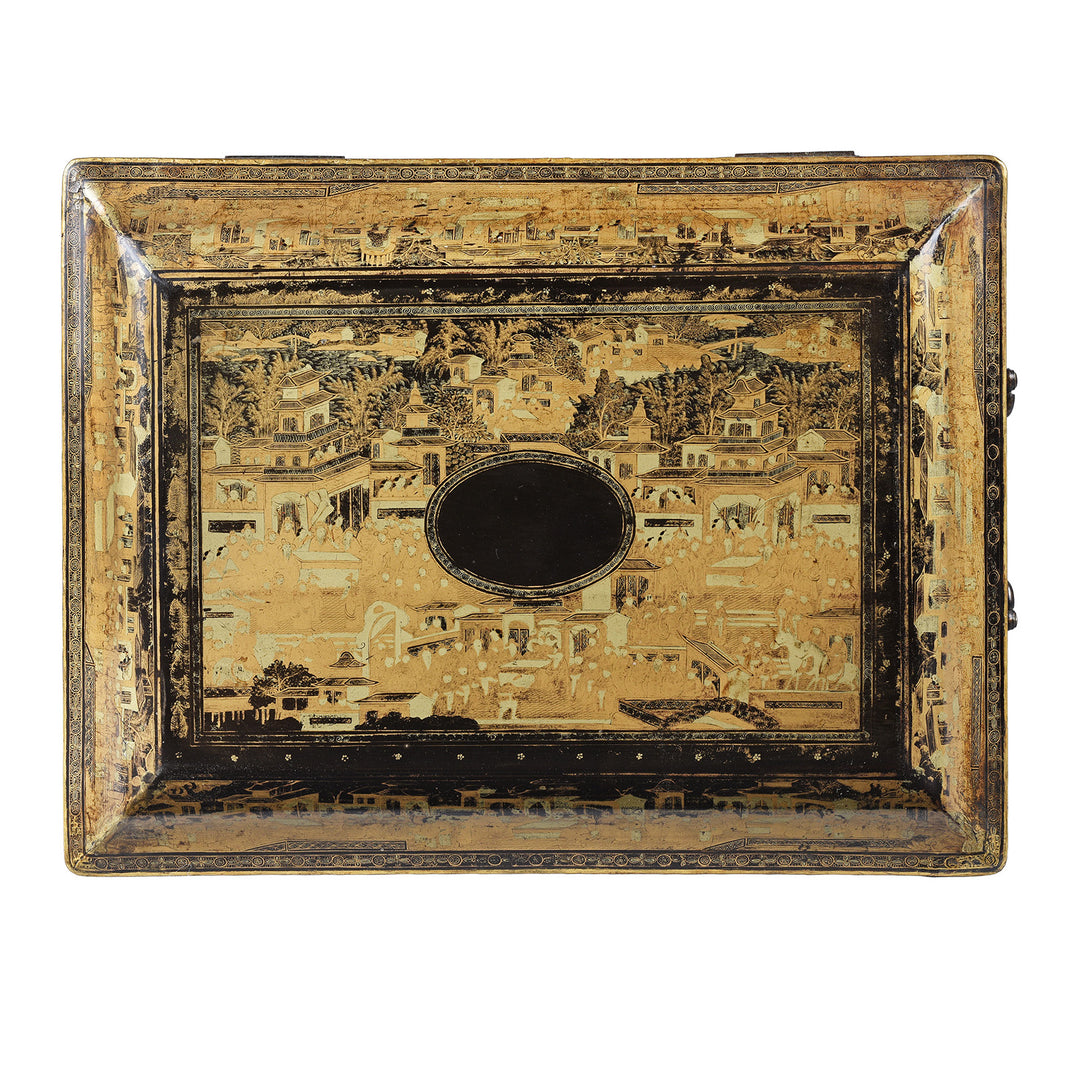 Top Down View Of Antique Chinese Export Black Lacquer Ice Box | Indigo Antiques