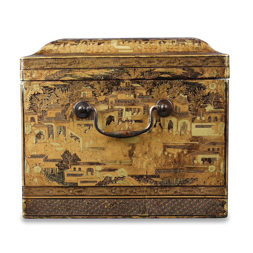 Side View Of Antique Chinese Export Black Lacquer Ice Box | Indigo Antiques