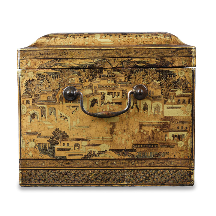 Side View Of Antique Chinese Export Black Lacquer Ice Box | Indigo Antiques