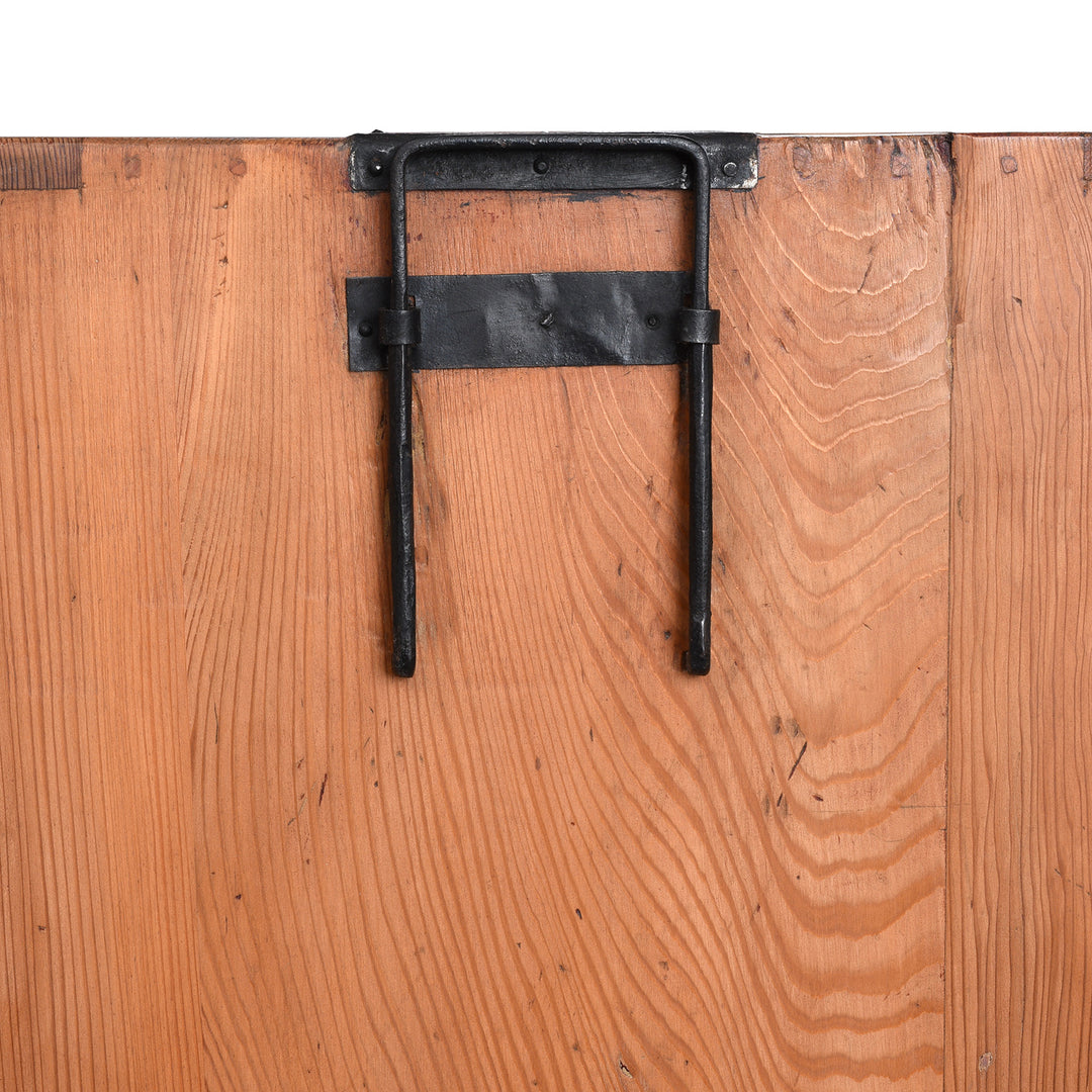 Handle Detail From Meiji Period Japanese Kasane Dansu Chest from Tokyo/Kanto €“ Kiri Wood with Black Iron Hardware