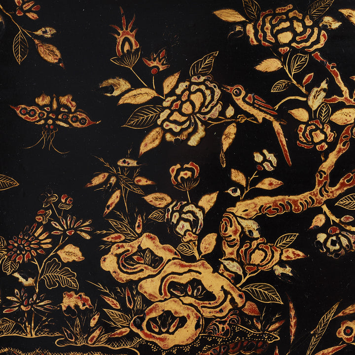 Artwork Detail From Antique Chinese Canton Export Black Lacquer Sewing Box | Indigo Antiques