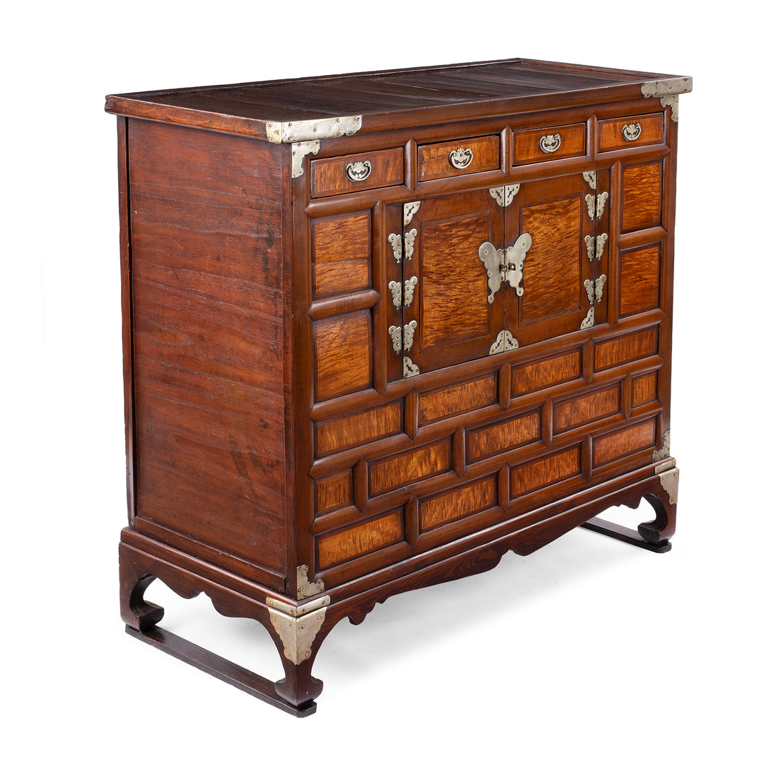 Antique Korean Morijang Burr Maple Side Cabinet - Ca 1920