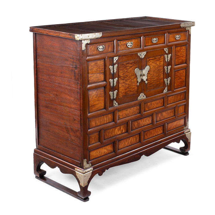 Antique Korean Morijang Burr Maple Side Cabinet - Ca 1920