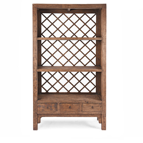 Lattice-Backed Shelving Unit