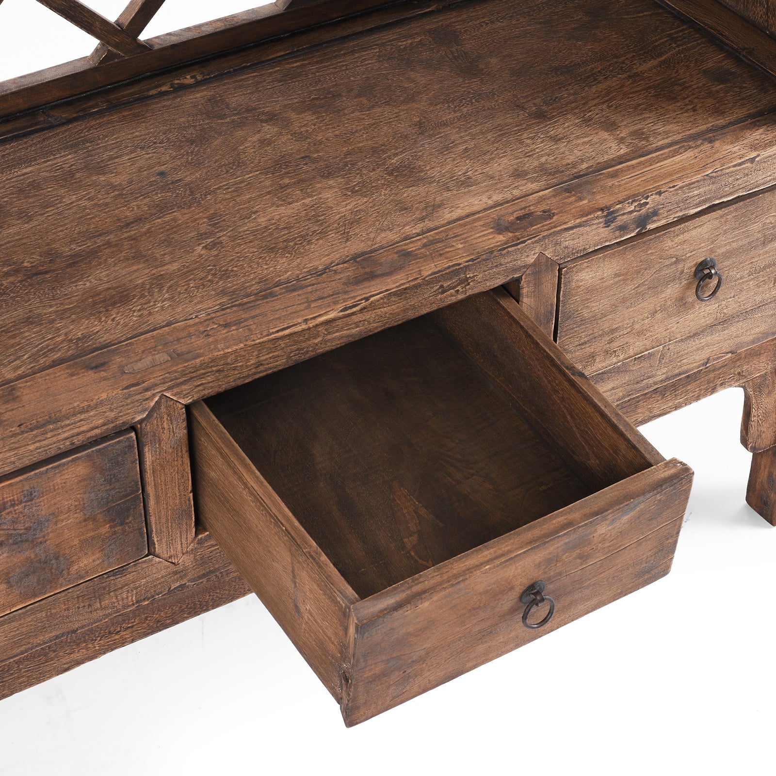 Drawer Detail From Bookshelf Made From Reclaimed Pine | Indigo Antiques