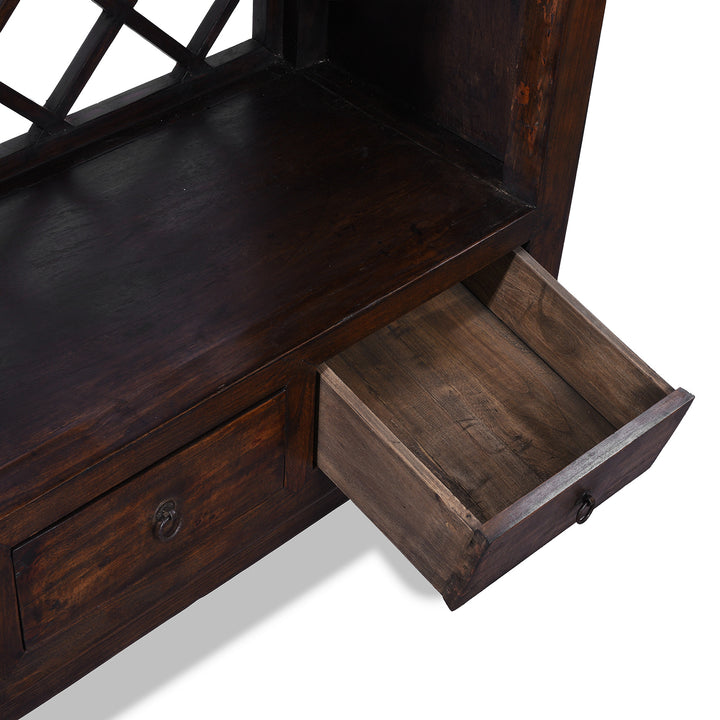 Drawer Detail From Dark Finsih Bookshelf Made From Reclaimed Pine | Indigo Antiques