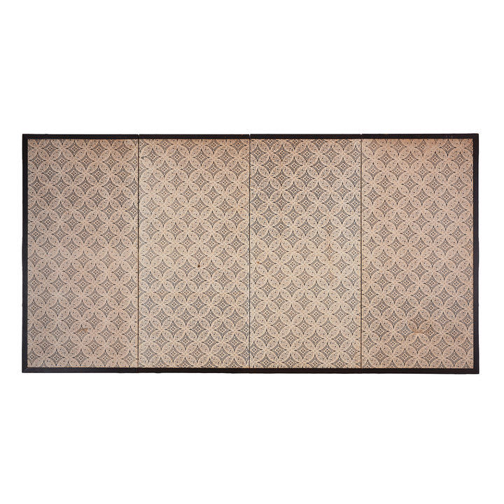 Back Of Antique Japanese Four-Panel Rinpa Screen With Blossoming Tree Branch on Gold-Leaf Background