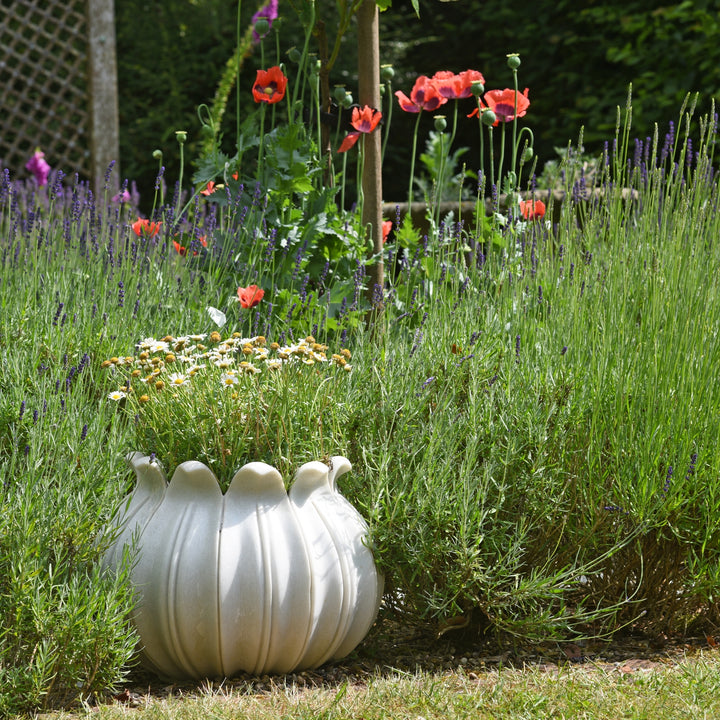 White Marble Indian Lotus Planter for an English Garden With a Touch of Indian Summer | Indigo Antiques