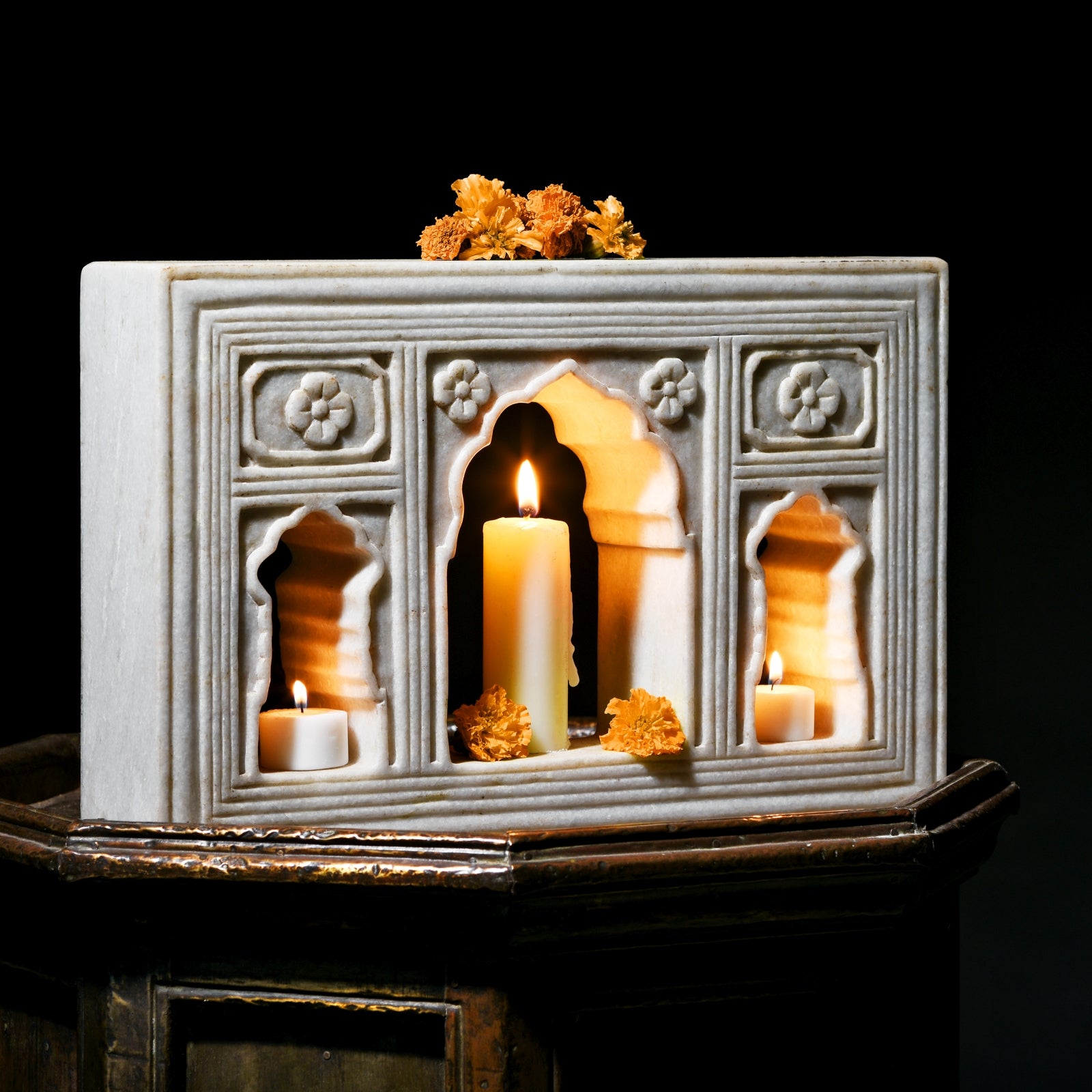 Carved Indian Stone Lamp Niche From Rajasthan - 18thC