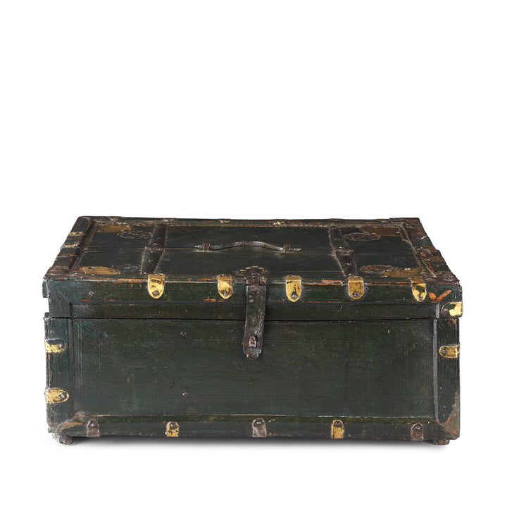 Antique Brass Bound Roheda Merchants Box From Bikaner  | Indigo Antiques