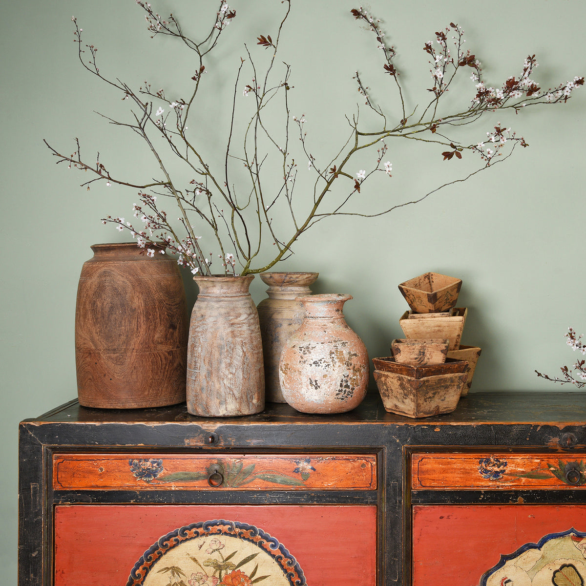 Old Wooden Milk Pot From Himachal Pradesh | Indigo Antiques