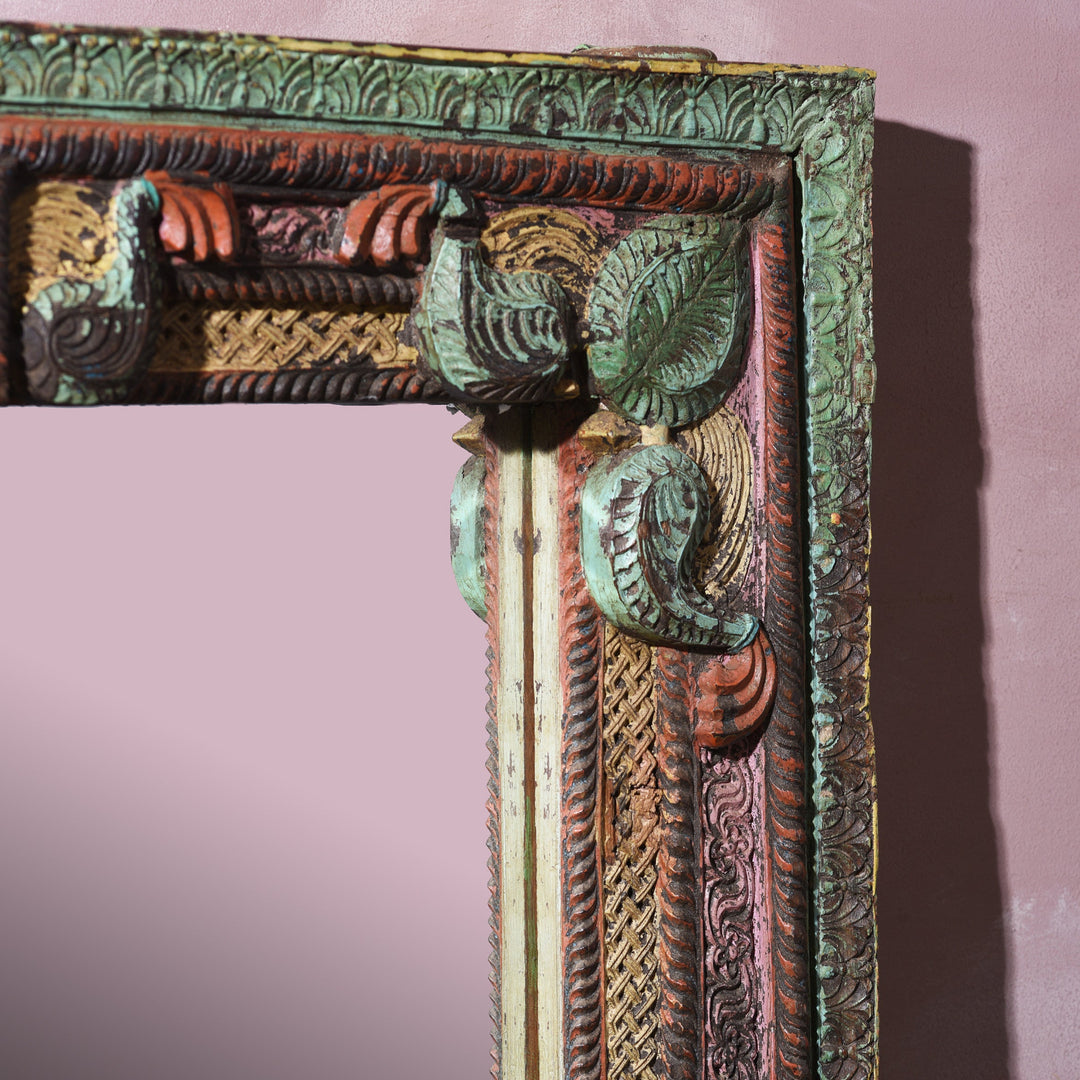 Painted Door Mirror From Andhra Pradesh - 19th Century