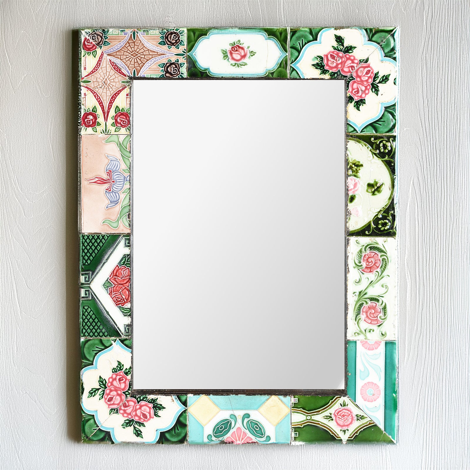 Mirror Made From Old Japanese Ceramic Tiles