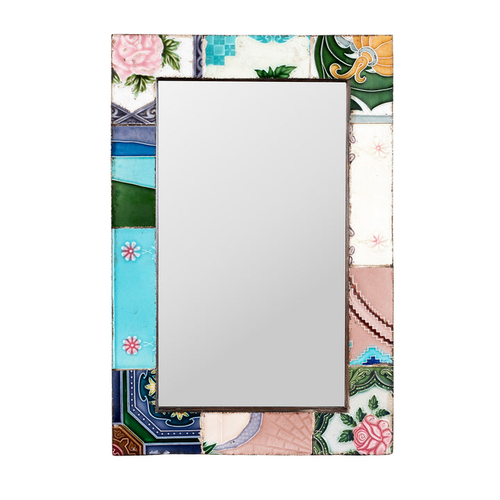 Mirror Made From Old Japanese Ceramic Tiles
