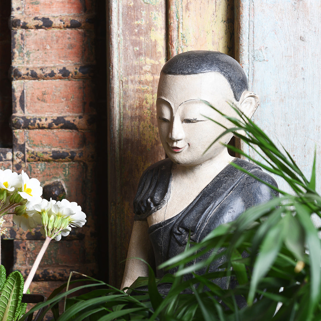 Pair Of Vintage Carved Teak Burmese Monks | Indigo Antiques