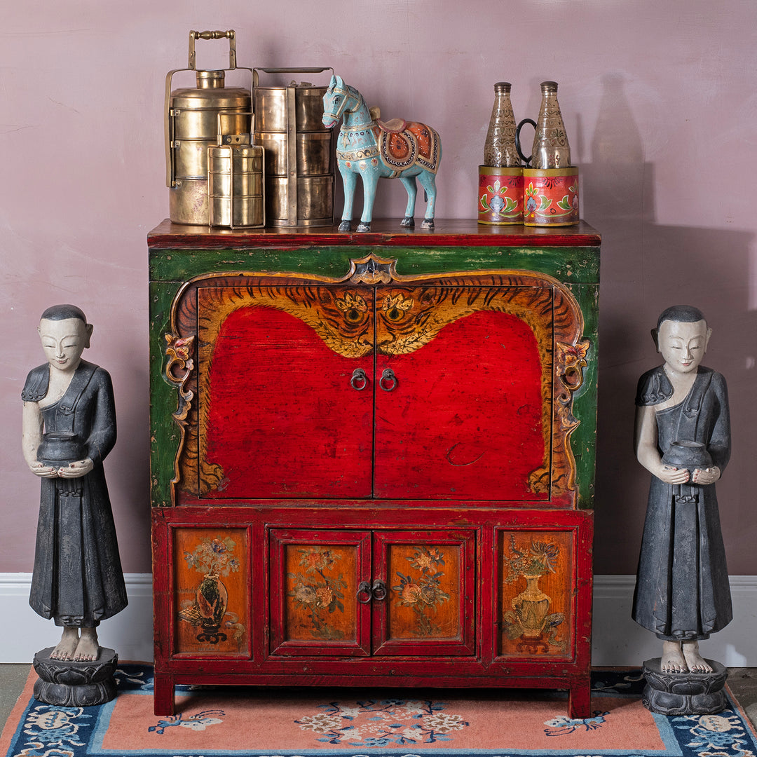 Pair Of Vintage Carved Teak Burmese Monks | Indigo Antiques