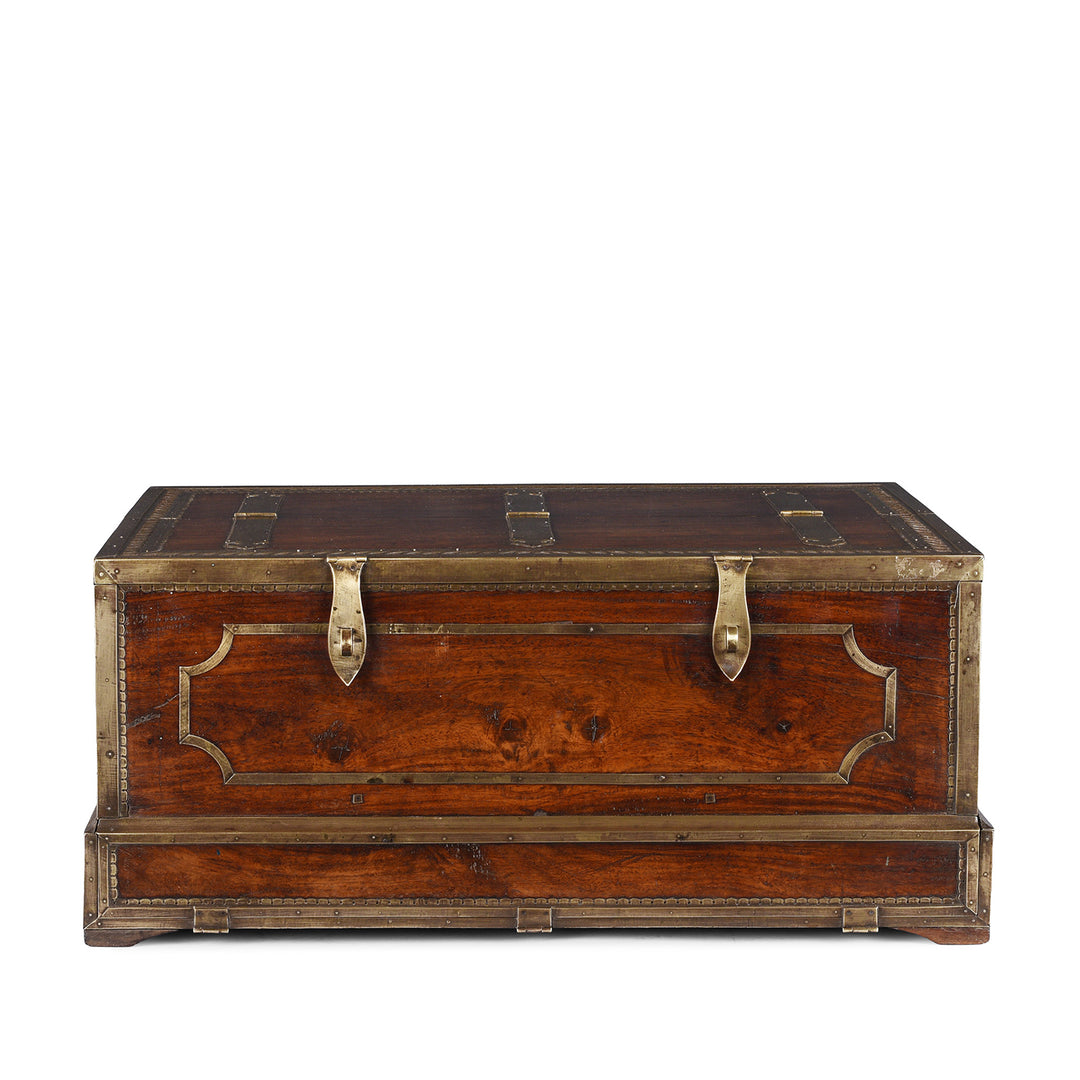 Mughal Period Brass Bound Rosewood Jewellery Box From Kerala With Secret Drawers Circa 18th Century
