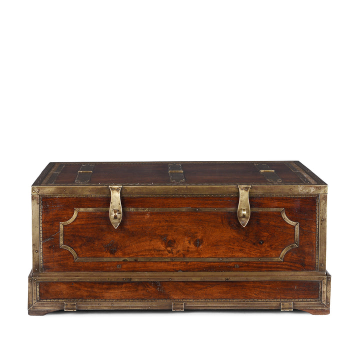 Mughal Period Brass Bound Rosewood Jewellery Box From Kerala With Secret Drawers Circa 18th Century