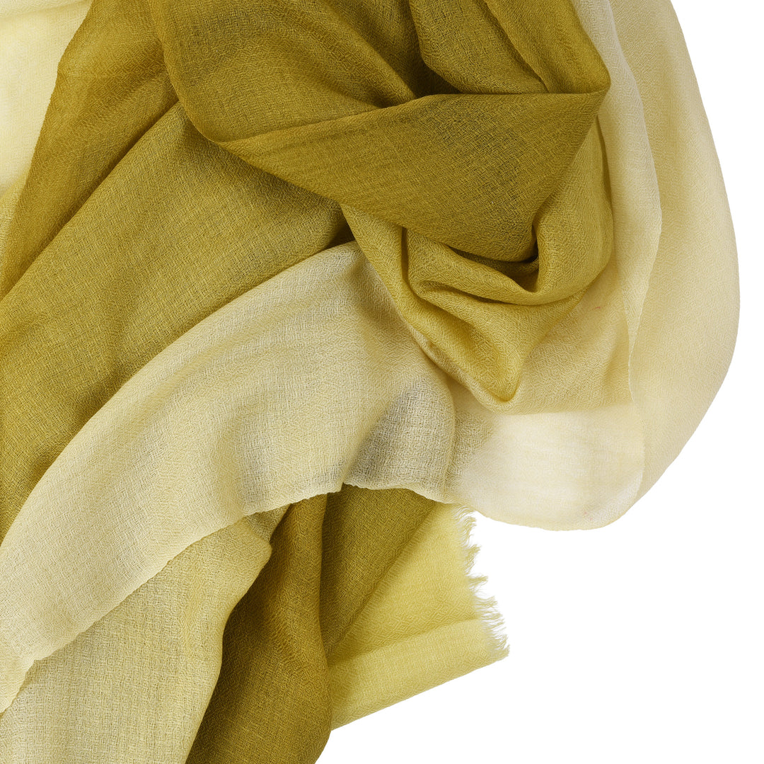 Handmade  Shaded Lime Shawl - 100%  Cashmere From Nepal