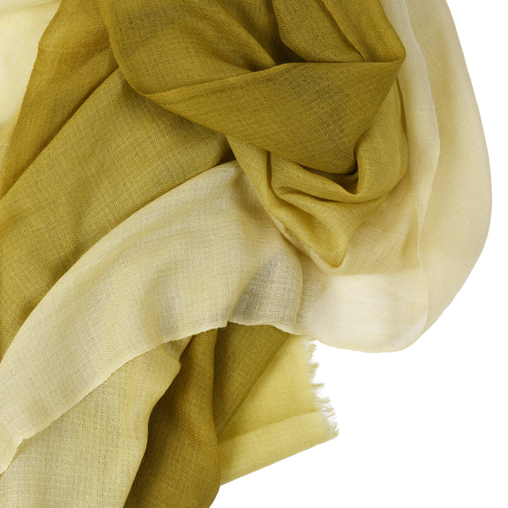 Handmade  Shaded Lime Shawl - 100%  Cashmere From Nepal