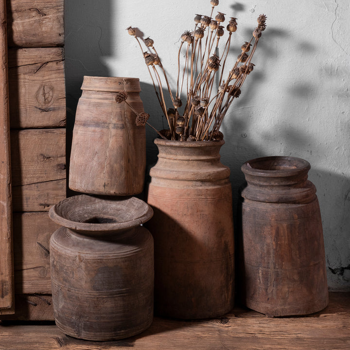 Old Wooden Milk Pot From Himachal Pradesh | Indigo Antiques