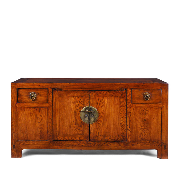 Nineteenth Century Elm Shandong Kang Cabinet With Drawers And Brass Fittings