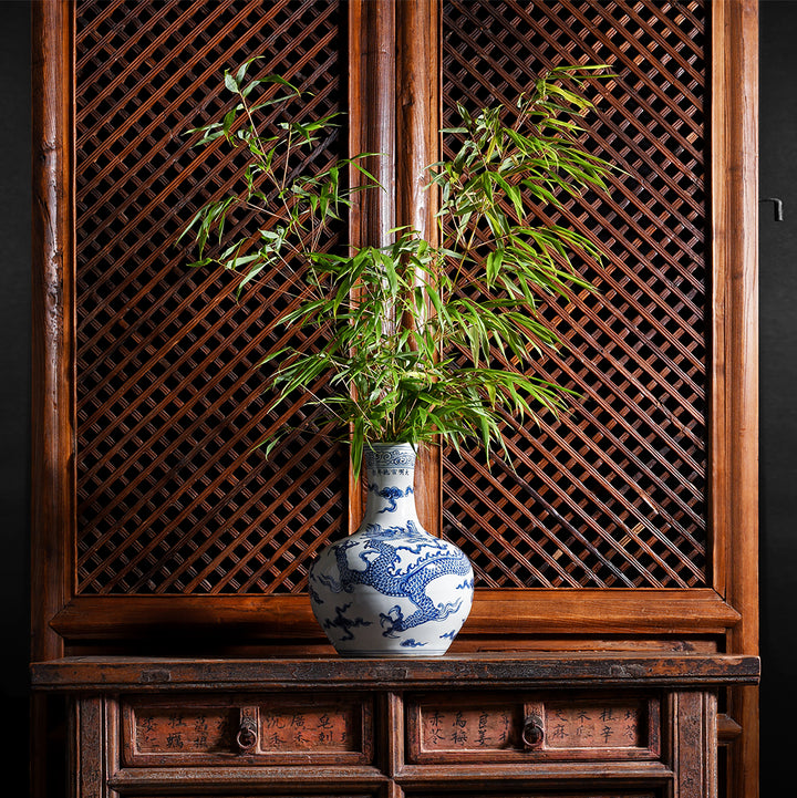 Blue & White Porcelain Chinese Dragon Vase | Indigo Antiques