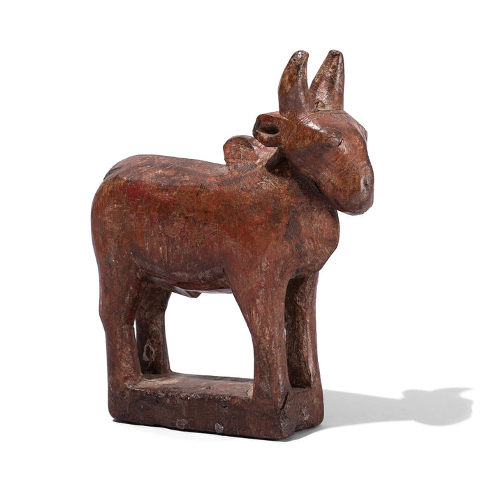 Old Carved Teak Nandi Bull Figure From Andhra Pradesh