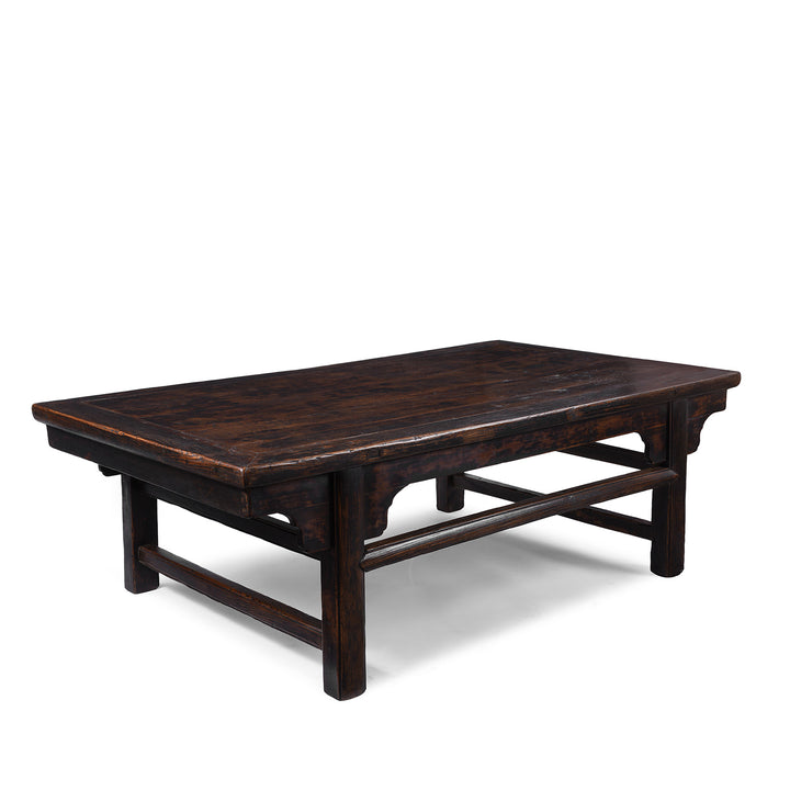 Old Chinese Elm Painters Table With Dark Worn Lacquer And Rich Patina Adapted As Coffee Table