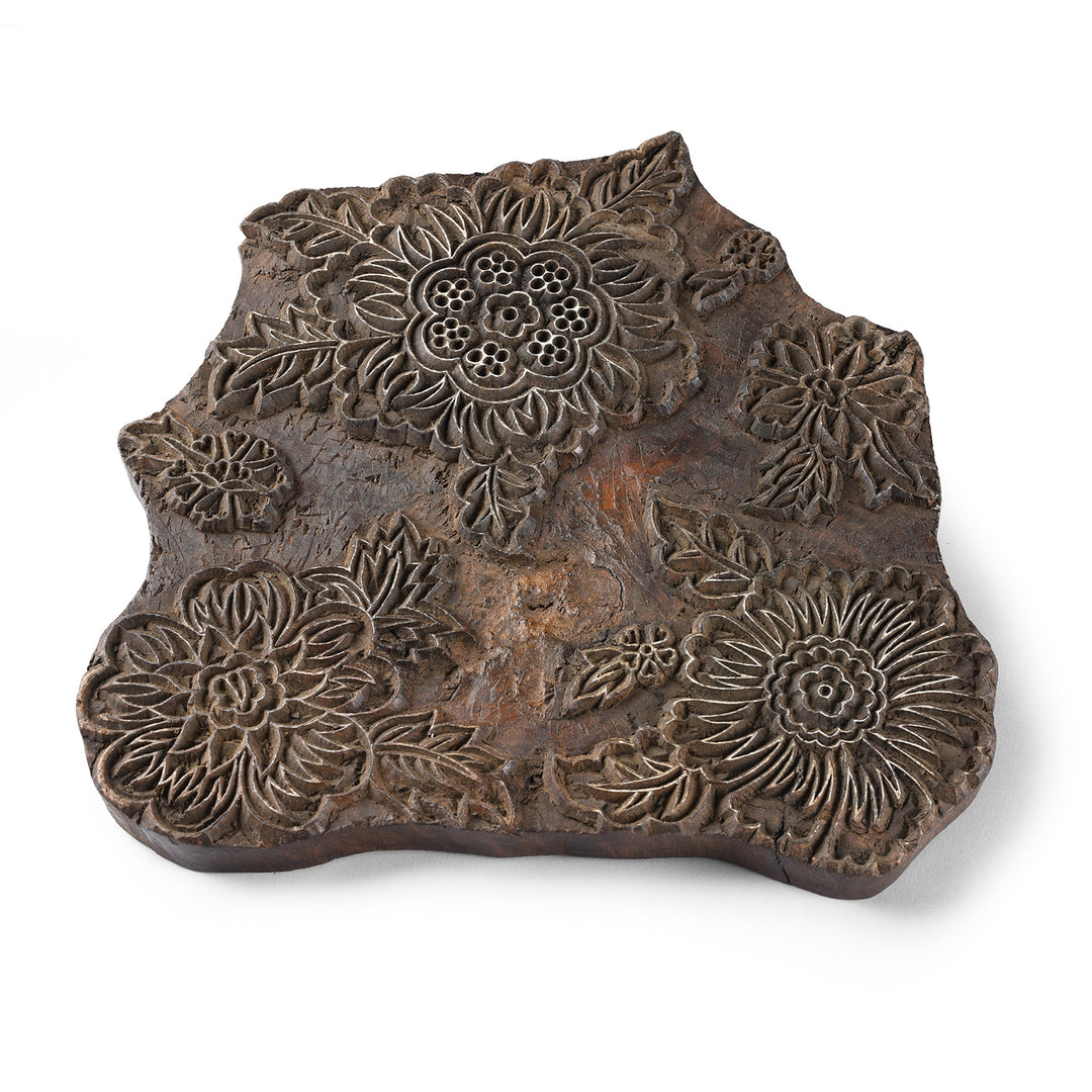 Old Floral Textile Printing Block | INDIGO ANTIQUES