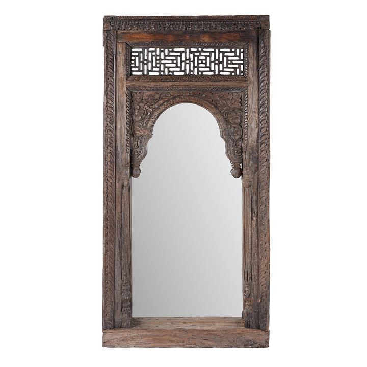 Old Teak Window Mirror From Madyha Pradesh | Indigo Antiques