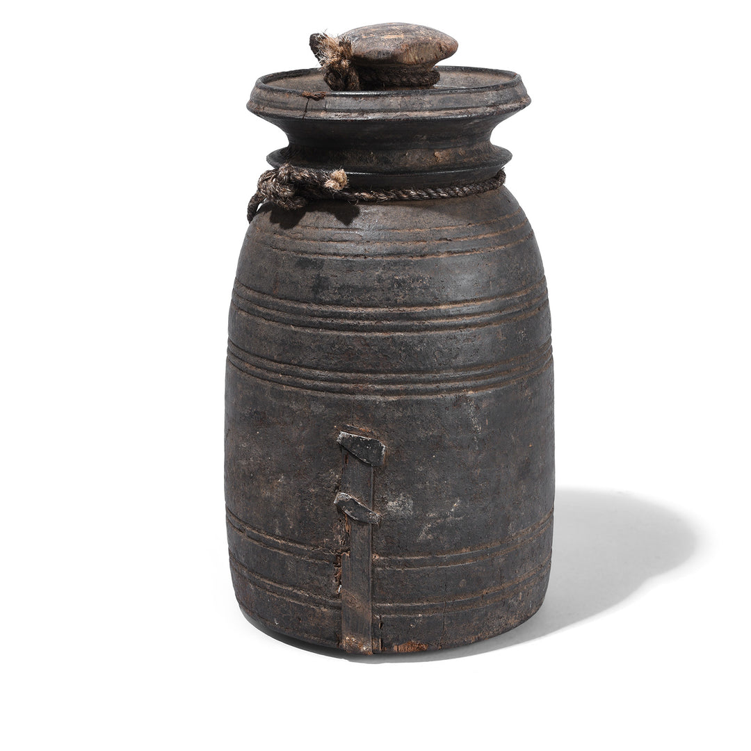 Old Wooden Milk Pot From Himachal Pradesh - Ca 1920