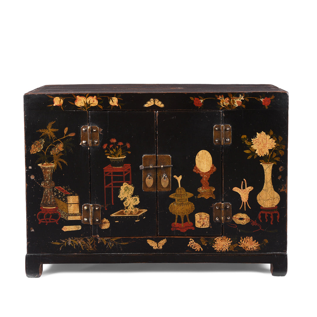 Option 1 Antique Chinese Black Lacquer Kang Cabinet | Indigo Antiques