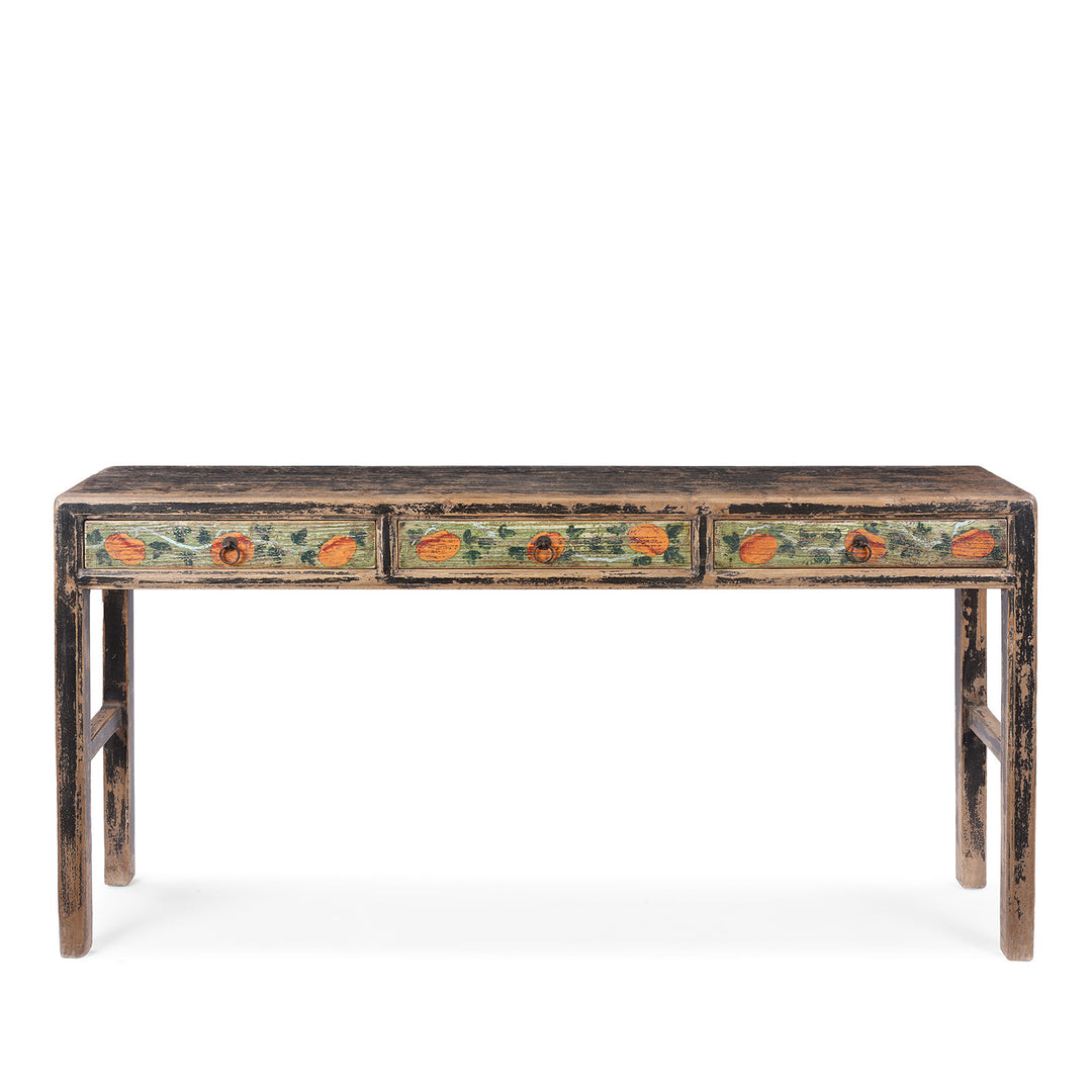 Painted Chinese Three Drawer Console Table Made From Old Wood | Indigo Antiques