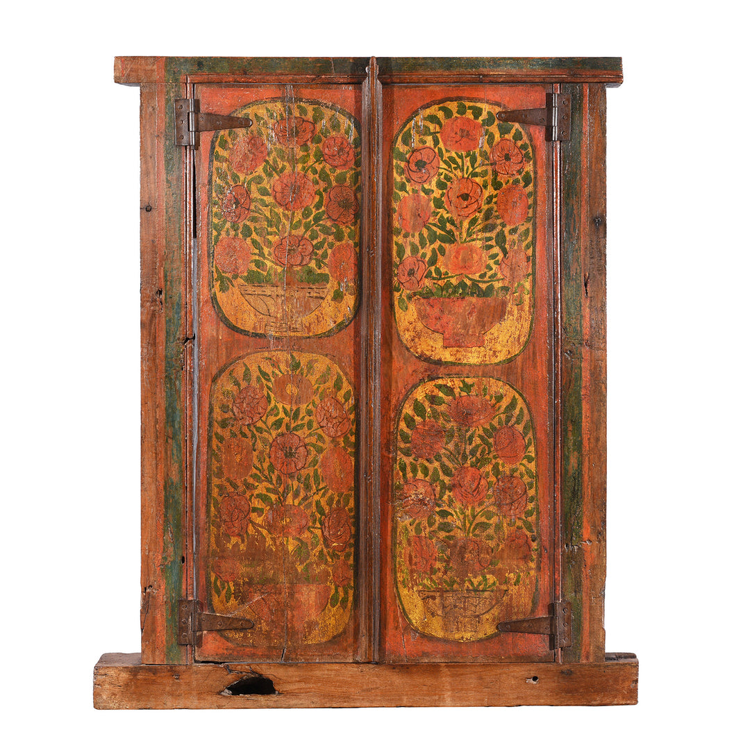 Painted Indian Window From Bikaner | Indigo Antiques