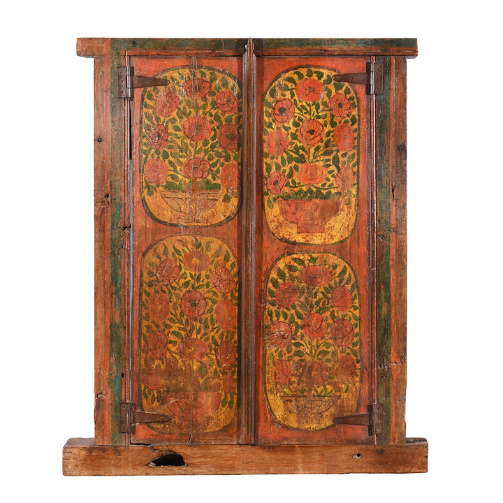 Painted Indian Window From Bikaner | Indigo Antiques