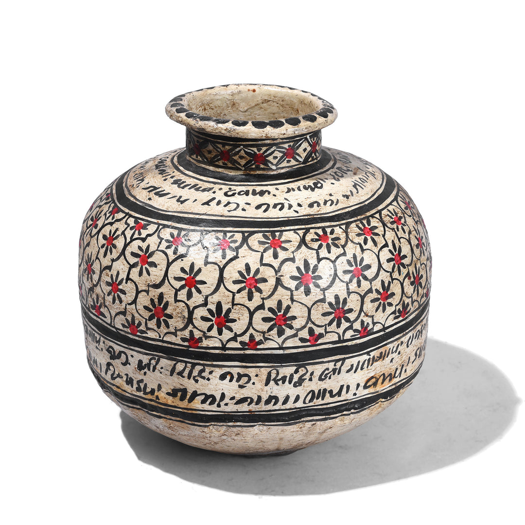 Small Painted Iron Lota (Indian Water Pot) | Indigo Antiques