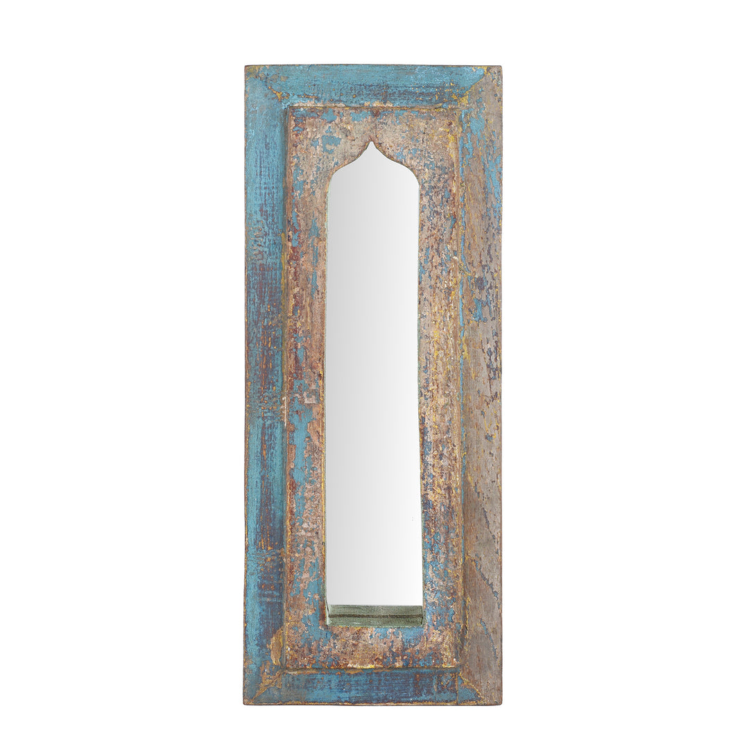 Painted Mihrab Mirror Made From Old Teak Panel | Indigo Antiques