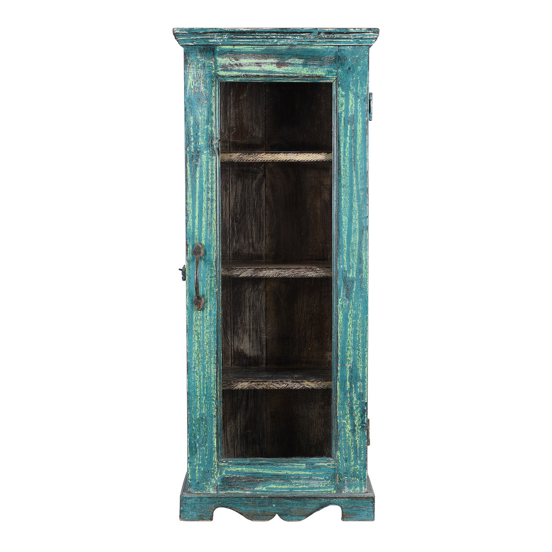 Painted Teak Glazed Tall Wall Cabinet  | Indigo Antiques