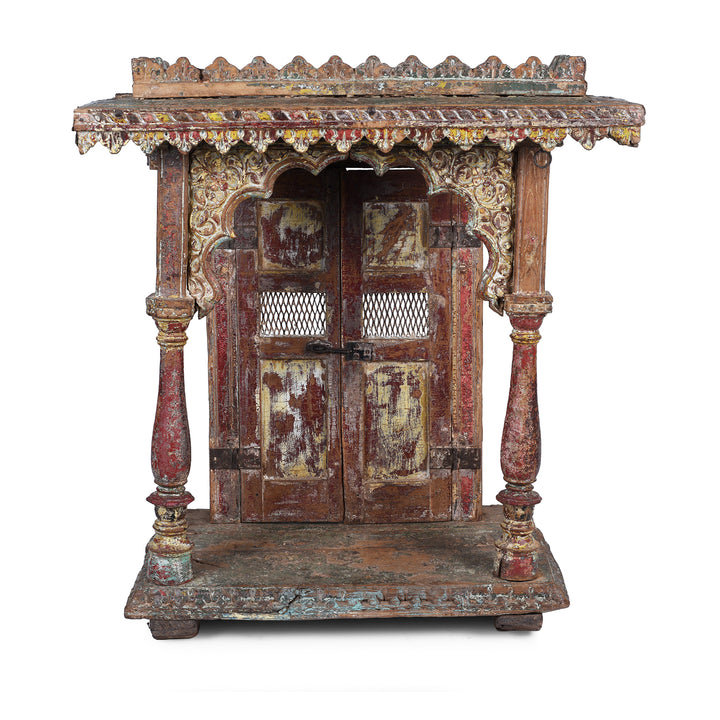 Painted Teak Gujarat House Shrine Mughal Arch Early Nineteenth Century