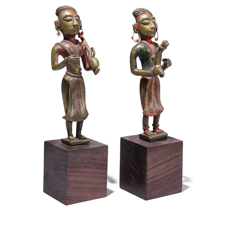Pair Of Antique Indian Brass Palanquin Finials