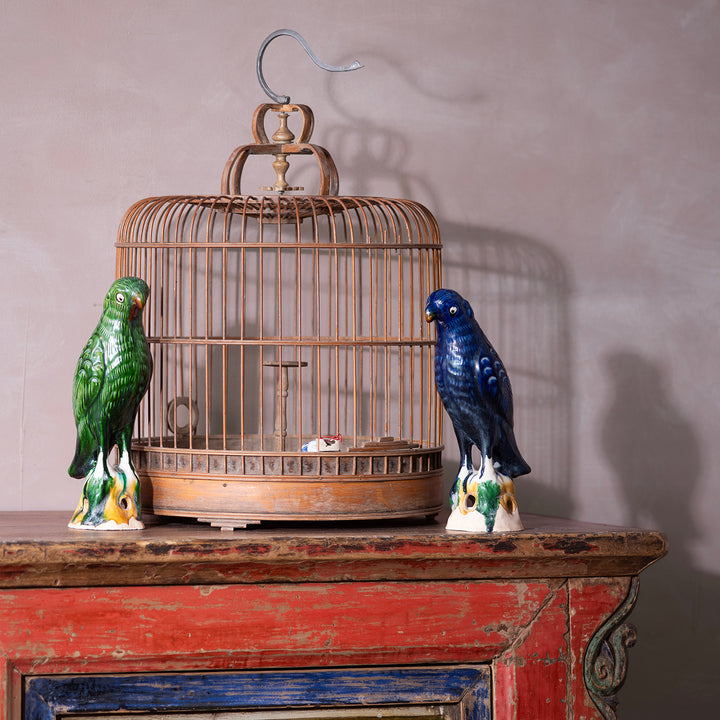 Pair Of Sancai Porcelain Parrots | Indigo Antiques