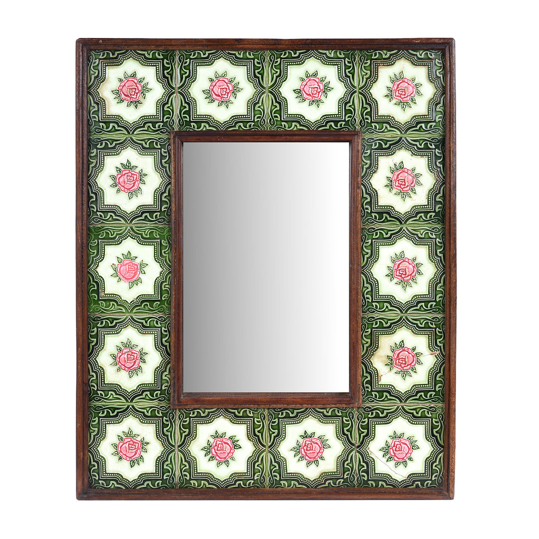 Peranakan Ceramic Tile Mirror from India | Indigo Antiques