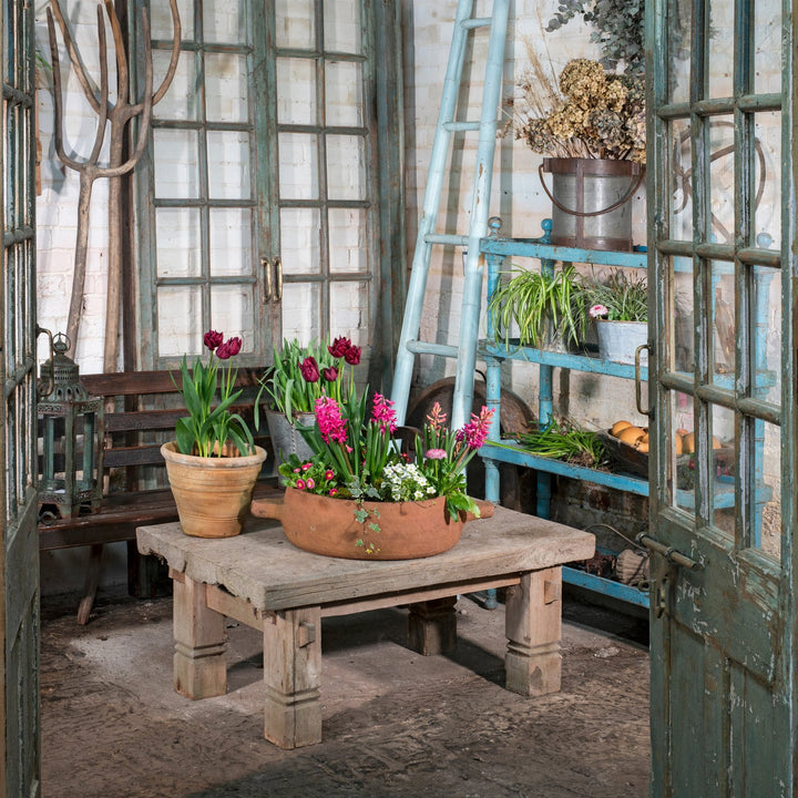 Painted Indian Glass Panelled Doors From Shimla | Indigo Antiques
