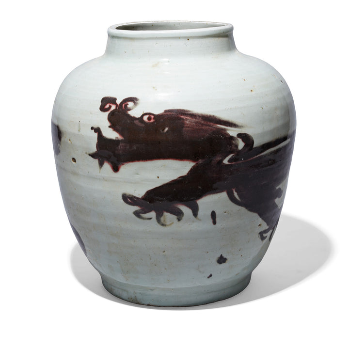 Provincial Ink Brown & White Dragon Jar | Indigo Antiques