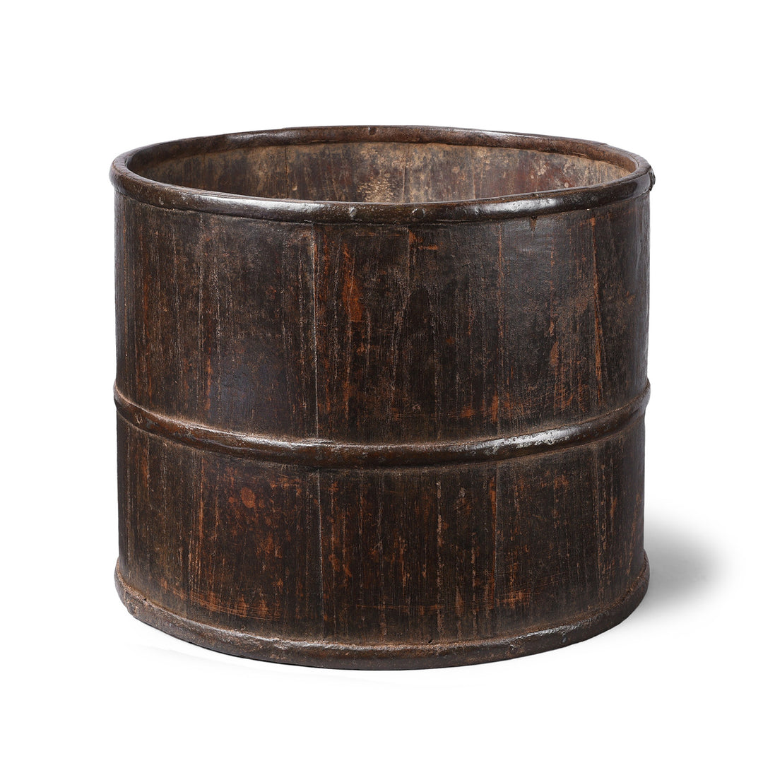 Antique Iron Bound Chinese Elm Dou Rice Measure | Indigo Antiques