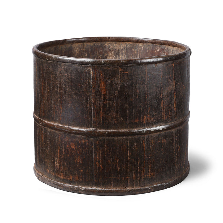 Antique Iron Bound Chinese Elm Dou Rice Measure | Indigo Antiques