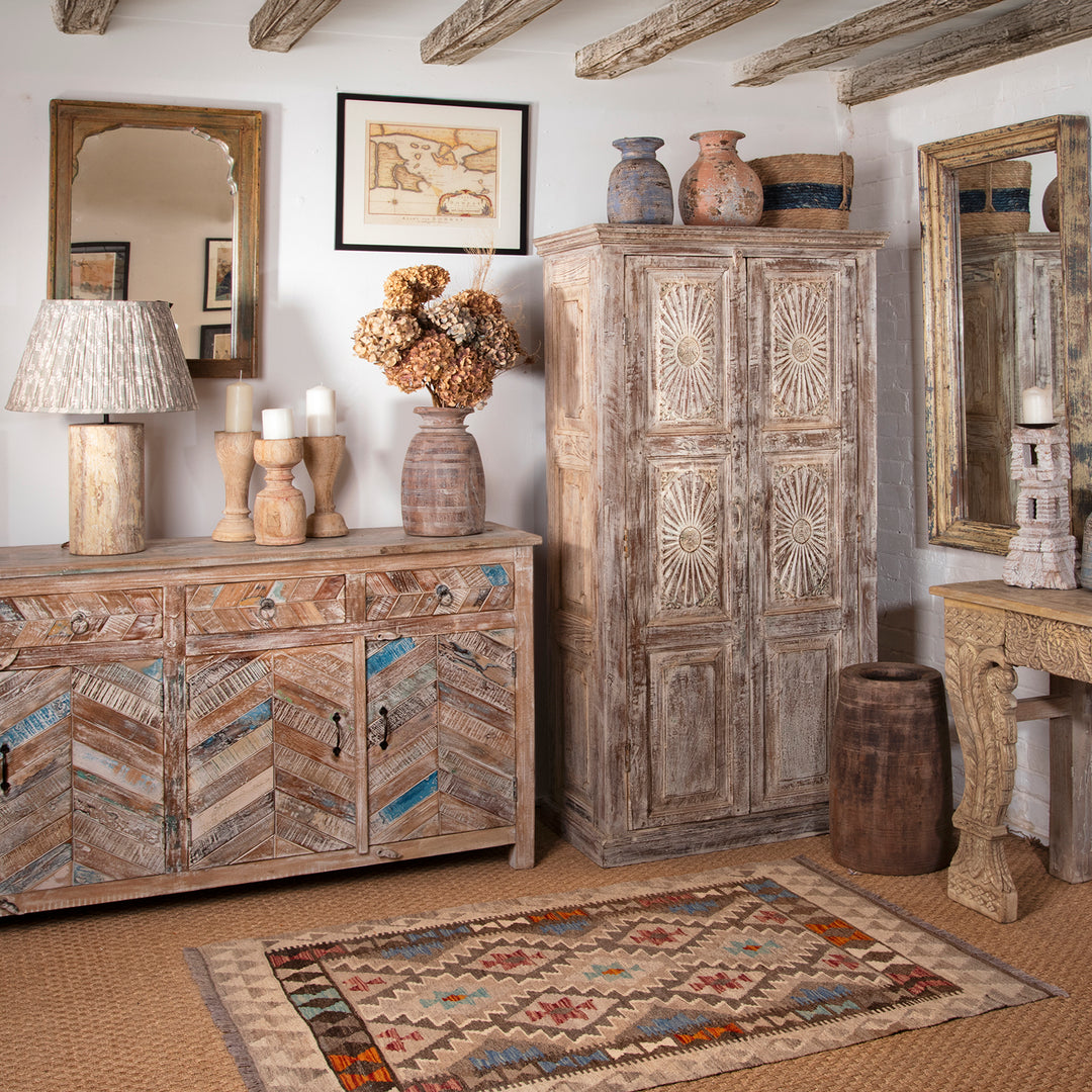 Limed Almirah Cabinet Made From Reclaimed Teak