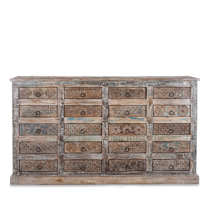 Reclaimed Teak Chest Of Drawers With Old Paint | Indigo Antiques